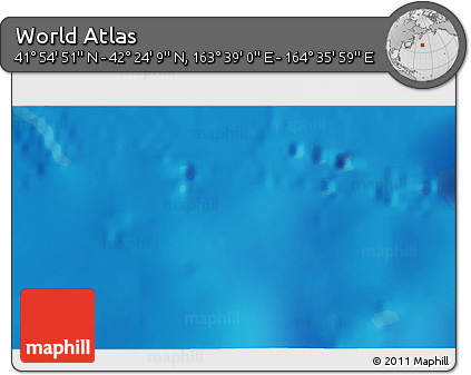 Shaded Relief 3D Map of the Area around 42° 9' 30" N, 164° 7' 30" E