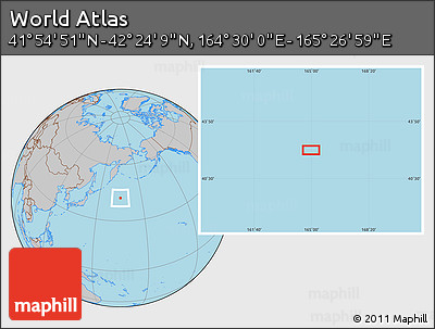Gray Location Map of the Area around 42° 9' 30" N, 164° 58' 29" E
