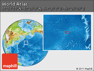 Physical Location Map of the Area around 42° 9' 30" N, 164° 58' 29" E