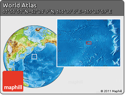 Physical Location Map of the Area around 42° 9' 30" N, 164° 58' 29" E