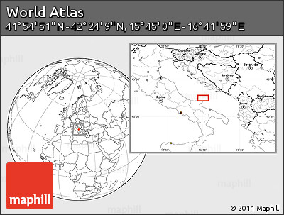 Blank Location Map of the Area around 42° 9' 30" N, 16° 13' 30" E