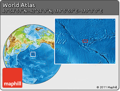 Physical Location Map of the Area around 42° 9' 30" N, 178° 34' 29" E