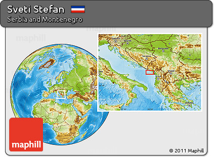 Physical Location Map of Sveti Stefan