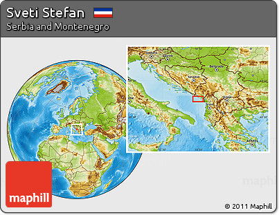 Physical Location Map of Sveti Stefan