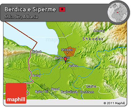 Physical 3D Map of Bërdica E Sipërme