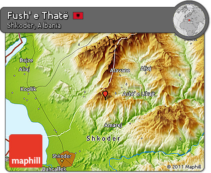 Physical 3D Map of Fush' E Thatë
