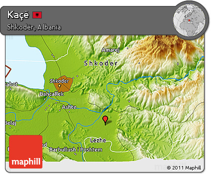 Physical 3D Map of Kaçë
