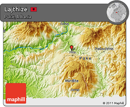 Physical 3D Map of Lajthizë