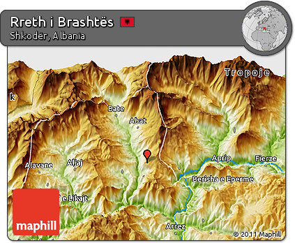 Physical 3D Map of Rreth I Brashtës