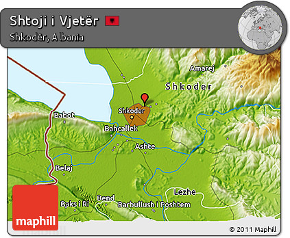 Physical 3D Map of Shtoji I Vjetër