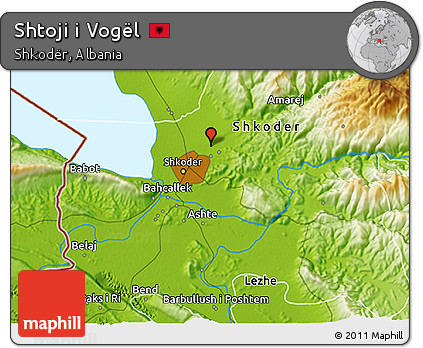 Physical 3D Map of Shtoji I Vogël
