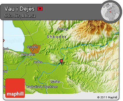 Physical 3D Map of Vau I Dejës