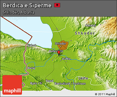 Physical 3D Map of Bërdica E Sipërme