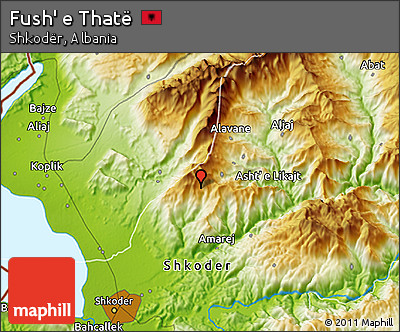 Physical 3D Map of Fush' E Thatë