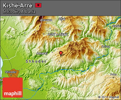 Physical 3D Map of Kishë-Arrë