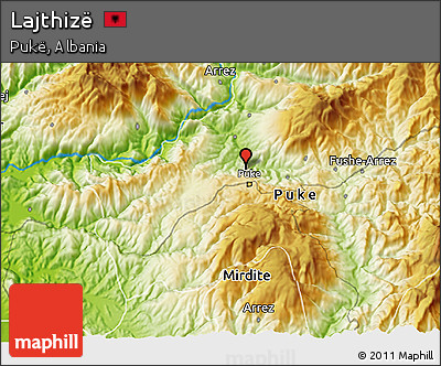 Physical 3D Map of Lajthizë