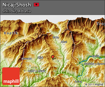 Physical 3D Map of Nicaj-Shosh