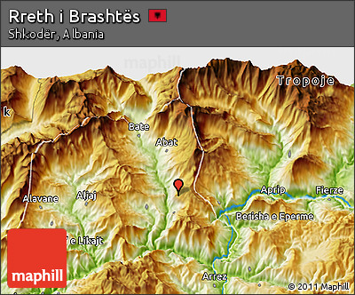 Physical 3D Map of Rreth I Brashtës