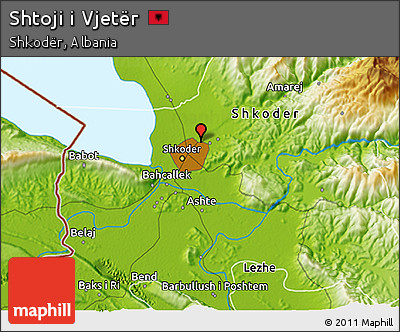 Physical 3D Map of Shtoji I Vjetër