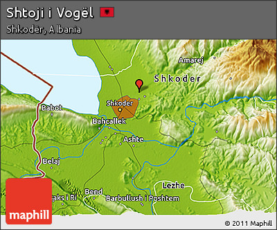 Physical 3D Map of Shtoji I Vogël