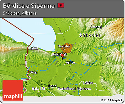 Physical 3D Map of Bërdica E Sipërme