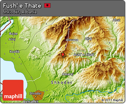 Physical 3D Map of Fush' E Thatë