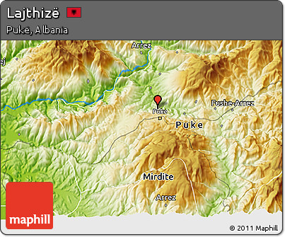 Physical 3D Map of Lajthizë