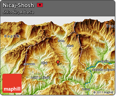 Physical 3D Map of Nicaj-Shosh