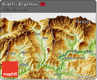 Physical 3D Map of Rreth I Brashtës