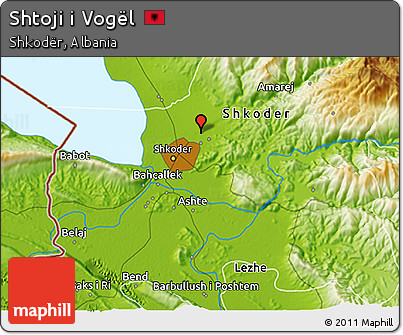 Physical 3D Map of Shtoji I Vogël