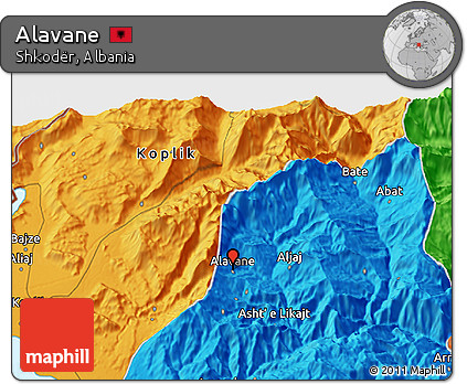 Political 3D Map of Alavane