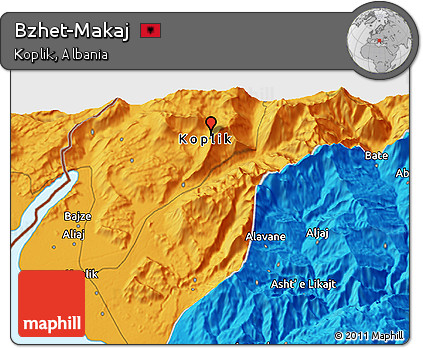 Political 3D Map of Bzhet-Makaj