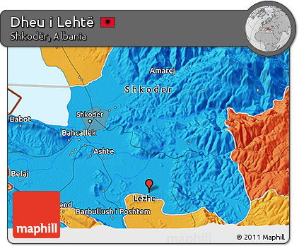 Political 3D Map of Dheu I Lehtë
