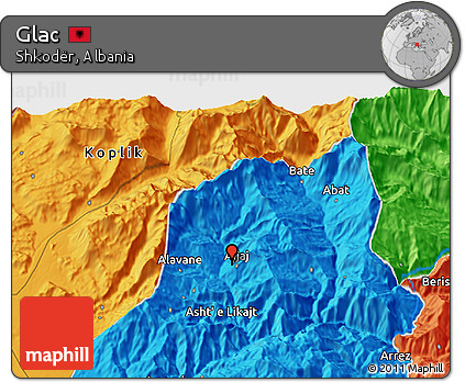 Political 3D Map of Glac