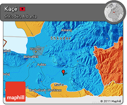 Political 3D Map of Kaçë