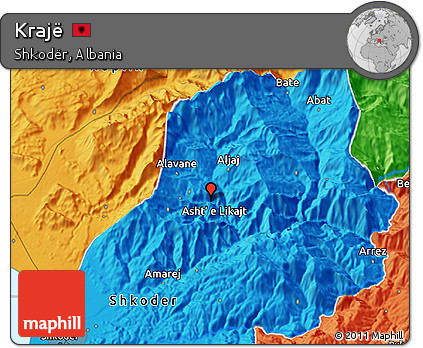 Political 3D Map of Krajë
