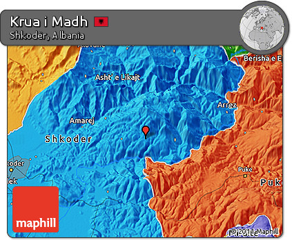 Political 3D Map of Krua I Madh