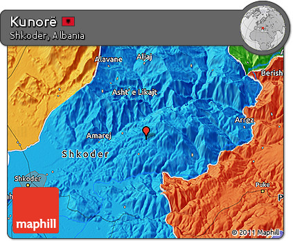 Political 3D Map of Kunorë