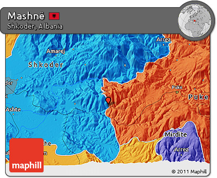 Political 3D Map of Mashnë