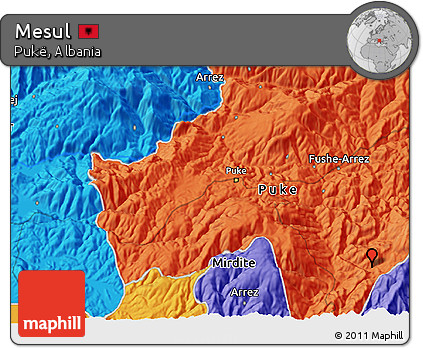 Political 3D Map of Mesul