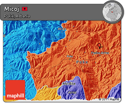 Political 3D Map of Micoj
