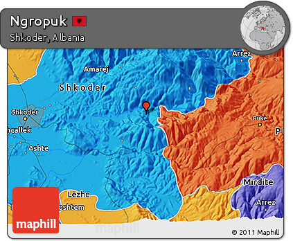Political 3D Map of Ngropuk