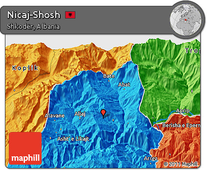 Political 3D Map of Nicaj-Shosh