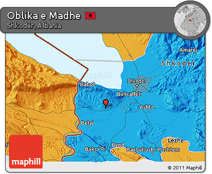 Political 3D Map of Oblika E Madhe