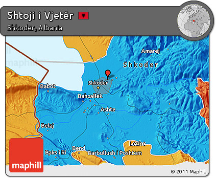 Political 3D Map of Shtoji I Vjetër
