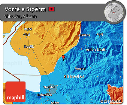 Political 3D Map of Vorfë E Sipërm