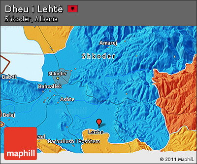 Political 3D Map of Dheu I Lehtë