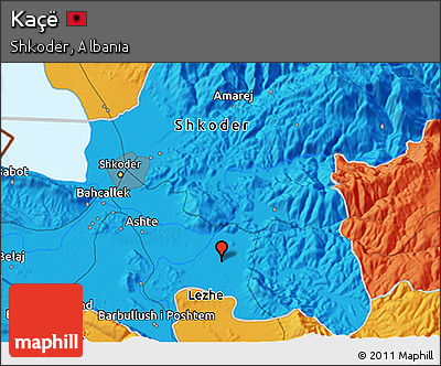 Political 3D Map of Kaçë