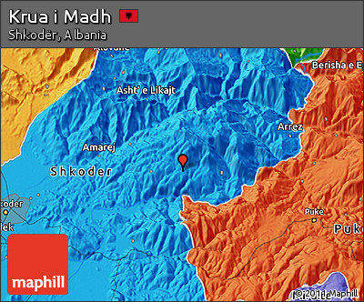 Political 3D Map of Krua I Madh