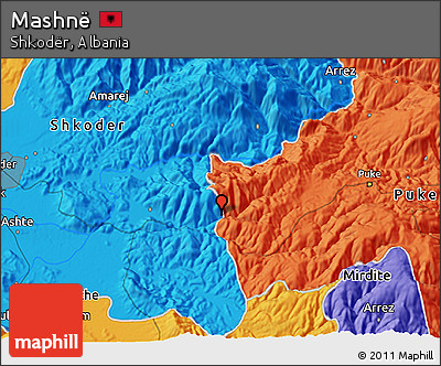 Political 3D Map of Mashnë
